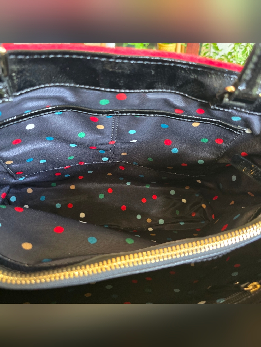 EUC Kate Spade Red Wool Button-Accent Tote - Picture 9 of 12